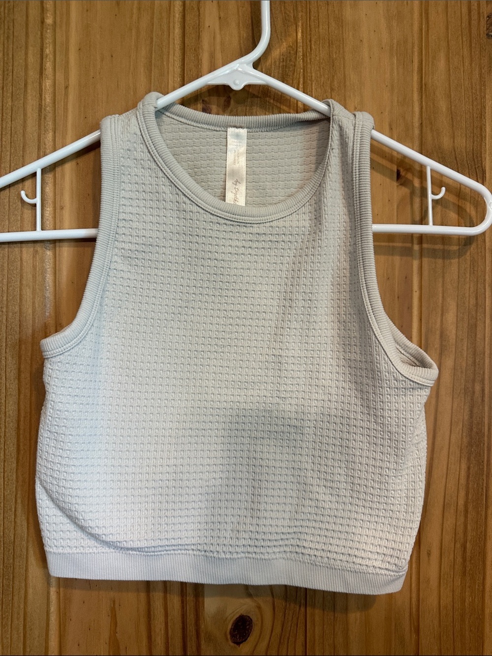 Together Light Gray Waffle Crop Tank